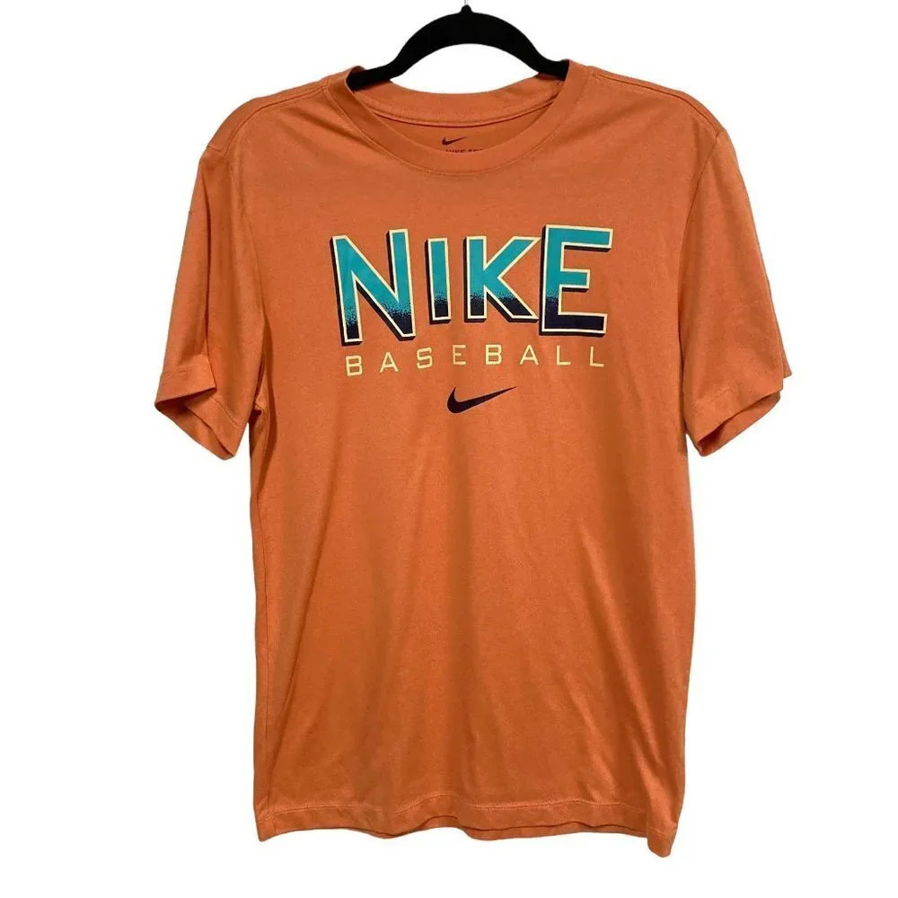 Nike Tee Dri-Fit Men's Graphic‎ Short-Sleeve T-Shirt Baseball Dark Orange, Small